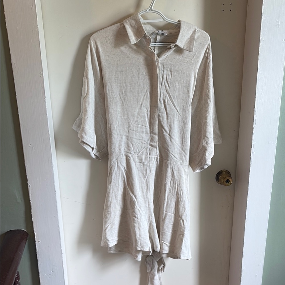 Cream Button-Up Romper - Picture 2 of 4